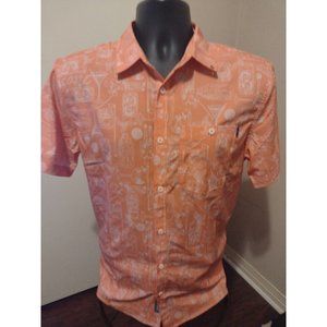 Men's William Murray Golf Glass Print Button Shirt Orange Size Medium M